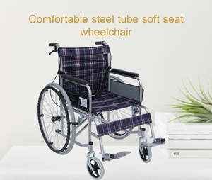 รถเข็นเหล็กน้ำหนักเบาแบบแมนนวลพร้อมยางนิวเมติกสำหรับผู้สูงอายุและโรงพยาบาลผู้พิการใช้กายภาพบำบัด - Product Image 6