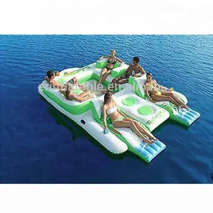 Custom 6 Person Ocean Tropical Tahiti Inflatable Floating Island Lake Raft Pool Float