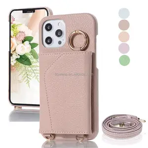 Rupaul eco friendly leather sublimation cell lanyard chain strap crossbody mobile phone bags for iphone 15 plus pro max case