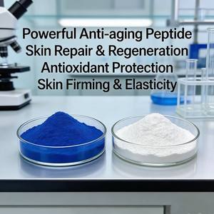 Wholesale Price CAS 49557-75-7 Cosmetic Grade Anti-wrinkle 99% GHK-Cu <b>Copper</b> Peptide Blue <b>Powder</b> OEM Private Label Tripeptide-1 - Product Image 3