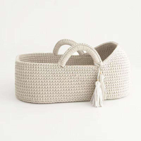 Panier de Moïse en corde de coton tressée à la main avec poignées robustes pour chambre et extérieur, station de change portable – Vente en gros