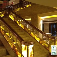 Panneau de pierre translucide artificielle au design moderne, marches d'escalier en ardoise en résine antidérapante pour décoration de villa