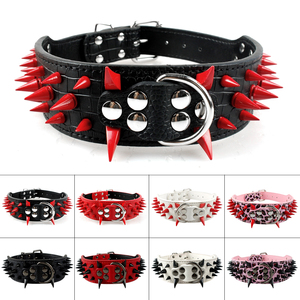Collar de cuero con tachuelas para perros grandes, para <span class=keywords><strong>Pastor</strong></span> Alemán, mascarilla, Rottweiler, Bulldog - Product Image 5