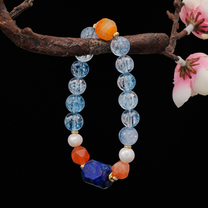 <span class=keywords><strong>Bracelet</strong></span> Bohème Tendance 2026 en Acier Inoxydable Plaqué Or 18K avec Lapis Lazuli, Perles Naturelles, <span class=keywords><strong>Agate</strong></span> Orange et Quartz Bleu pour la Guérison - Product Image 5