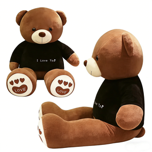 Ours en peluche géant marron personnalisable avec chemise, jouet en peluche doux et surdimensionné avec des pieds imprimés LOVE, parfait pour une fille romantique - Product Image 4