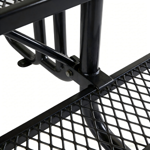 طاولة طعام خارجية مستطيلة حديثة قابلة للتمديد مقاس 72 بوصة مع مجموعة كراسي، مصنوعة من المعدن الأسود والبلاستيك الحراري - Product Image 5