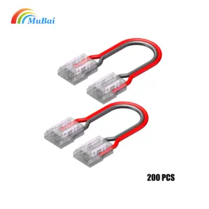 Quick delivery 200 Pcs Pack 8mm 2Pin Copper Cable to LED strip connector Transparent LED strip bridge extension connector