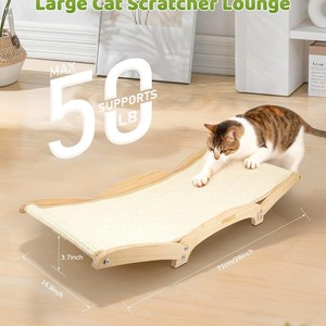Wooden Cat <b>Bed</b> Recliner Sisal Rectangle Anti Scratch For Cats Home Use Four Seasons - Product Image 2