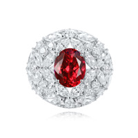MUSHAN Jewelry Factory Pierres précieuses de laboratoire cultivées en laboratoire Argent 925 - Ensemble de rubis sang de pigeon Pierre principale luxueusement incrustée