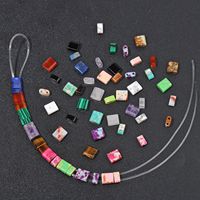 Manik-manik Kaca Lubang Ganda Batu Alam Kalung Gelang Manik-manik TILA DIY Manik-manik Persegi Lepas Aksesoris Bahan Jinhua