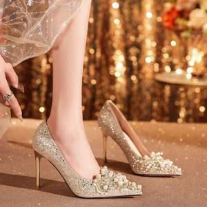 2025 Trending Beaded Pearl Strappy High Heel Women's shoes Fashion Elegant Banquet Shoes Multi-Purpose Comfortable Women's Shoes - Product Image 4