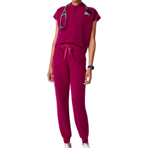 Yuhongカスタマイズロゴ女性マンダリンカラーストレッチ71% ポリエステル21% レーヨン7% スパンデックス特大フィット看護スクラブ制服 - Product Image 2