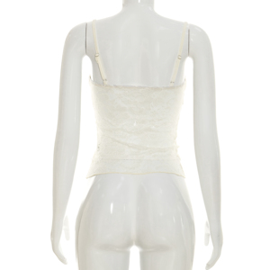 Viviblook C26TP194 Chaleco de Verano para Mujer, Nuevo, Color Sólido, Encaje Transparente, Diseño de Parches, Sexy, Top con Tirantes para Damas - Product Image 3
