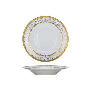 Service <span class=keywords><strong>de</strong></span> table en porcelaine sculptée à la main, style nordique créatif, bord doré, <span class=keywords><strong>8</strong></span>/10 pouces, 100 pièces pour mariage - Product Image 5