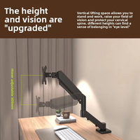 Nouveau support de moniteur pneumatique HILLPORT 17-35 pouces, station de travail de jeu, support de bureau rotatif à écran croisé, inclinaison de 45 degrés, 10 kg