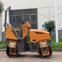 Petit rouleau compresseur routier de 1 tonne, 1,8 tonne, 0,7 tonne, rouleau compresseur vibratoire à double tambour pour asphalte, sol, béton, diesel, essence