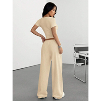 Ensemble deux pièces décontracté Y2K d'été pour femme, col rond, crop top court, personnalisable avec logo, directement de l'usine