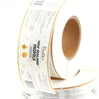 Étiquettes autocollantes en vinyle imprimées sur mesure, imperméables, pour bouteilles de miel, emballage en rouleau, impression en gros