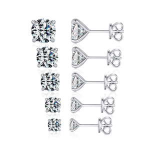 Genuine S925 Sterling Silver Simple Sparkling Round VVS1 Clarity 2ct Moissanite Stud <b>Earrings</b> for Women <b>Fine</b> Jewelry - Product Image 1