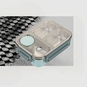 Lonchera Bento para Niños, Portátil, con Asa, Apta para Microondas, a Prueba de Fugas, 3 Compartimentos, Forma Rectangular, Tapa Sellada - Product Image 3