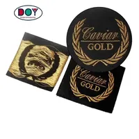 Étiquettes en tissu de luxe en gros, personnalisées, jacquard, logo doré, découpées à chaud, damassées, tissées pour vêtements