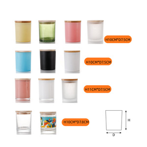<span class=keywords><strong>Bougie</strong></span> <span class=keywords><strong>ronde</strong></span> vide en verre blanc mat givré, 1 pièce, avec capuchon en bois pour la fabrication de bougies parfumées - Product Image 6