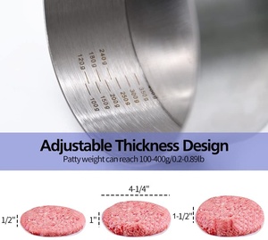 Prensa para <span class=keywords><strong>Hamburguesas</strong></span> <span class=keywords><strong>de</strong></span> Acero Inoxidable, Molde Ajustable para <span class=keywords><strong>Hamburguesas</strong></span> <span class=keywords><strong>de</strong></span> Carne, <span class=keywords><strong>Verduras</strong></span> y <span class=keywords><strong>Hamburguesas</strong></span> - Product Image 3