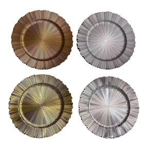 Assiettes de Présentation Rondes en Plastique Dorées Scintillantes <span class=keywords><strong>pour</strong></span> la Restauration, Vaisselle de <span class=keywords><strong>D</strong></span>îner, <span class=keywords><strong>D</strong></span>écoration de Fêtes de Noël et Mariages - Vente en Gros - Product Image 3