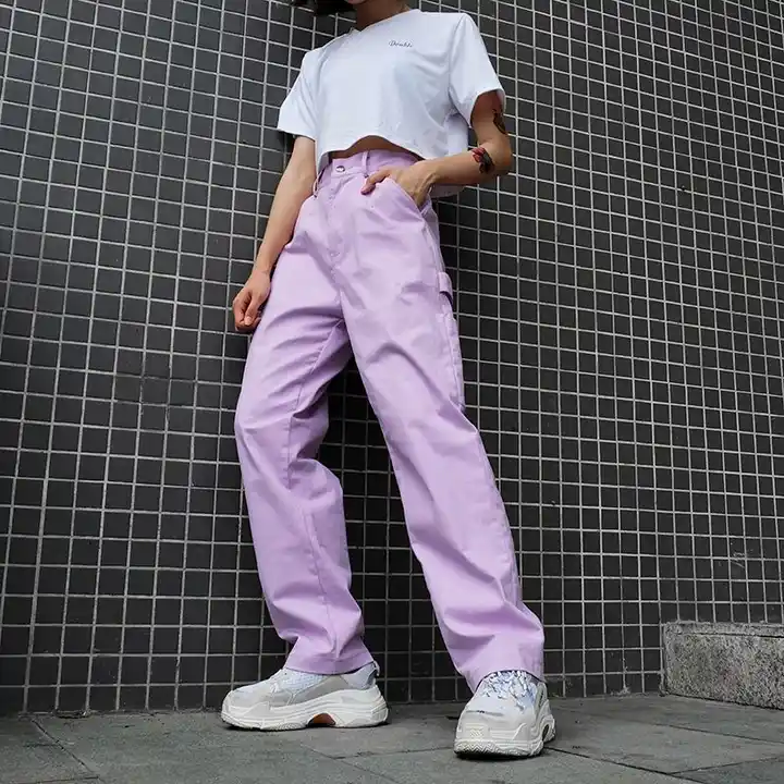 women's trousers women purple cargo pants