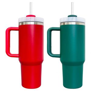 Gobelet de voyage de Noël 40 oz H2.0 rouge et vert avec poignée, revêtement poudré, pour gravure laser, expédié depuis l'entrepôt chinois - Product Image 1