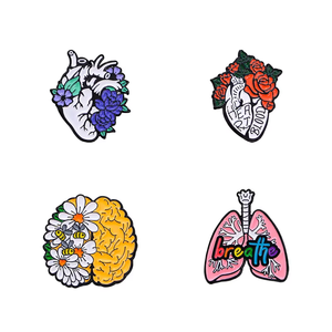 Estilos de moda, alfileres de esmalte de órgano Floral, broches de flores de <span class=keywords><strong>estómago</strong></span> de cerebro personalizados, alfileres de insignia de solapa de enfermera médica - Product Image 1