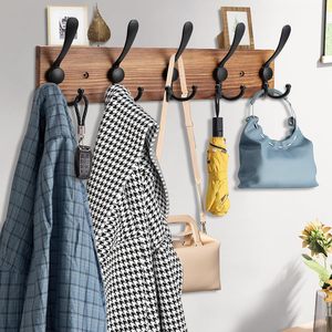 Ganchos de Pared de Madera Color Café, Perchero de 5 Ganchos para Dormitorio, Colgador de Puerta, Fácil Instalación - Product Image 3