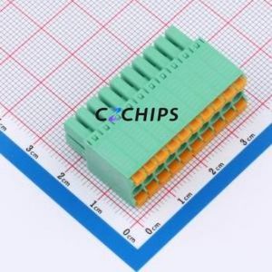 MX15EDGKNH-3.5-2*10P-GN01-Cu-A Plug-in Terminal Block P=3.5mm Connector Plug 2x10P 3.5mm Green - Product Image 1