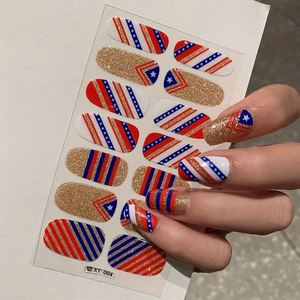 4 juillet ongles enveloppes autocollants jour de l'indépendance Gel ongles autocollants patriotique vernis à ongles bandes couverture complète enveloppes auto-adhésives - Product Image 6