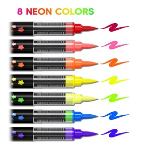Stylo de <span class=keywords><strong>peinture</strong></span> corporelle lumineux 8 couleurs, stylo de maquillage pour le visage au néon UV, stylo de tatouage lavable pour la peau, pour le maquillage de fête - Product Image 1