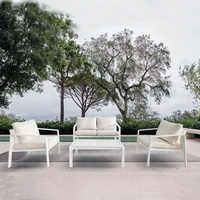 Prix bon marché de haute qualité 4 pcs terrasse meubles de jardin fronde siège en maille ensemble de canapé en aluminium