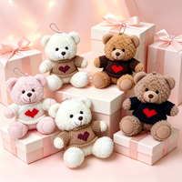 Adorable porte-clés en peluche ours en laine avec broderie cœur, super doux en polyester, breloque ours en peluche, ornement portable pour sac