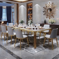 Meubles de salle à manger, ensemble de table à manger de luxe, tables à manger modernes en marbre, table de restaurant et 8 chaises pour événements, villa