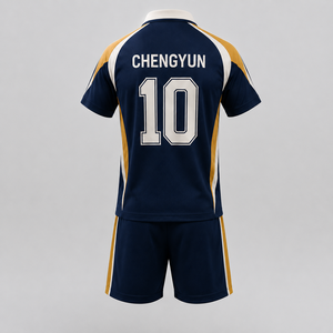 <span class=keywords><strong>Maillot</strong></span> de football vintage personnalisé, coupe ample, bleu marine, col en V, style côtier - Product Image 2