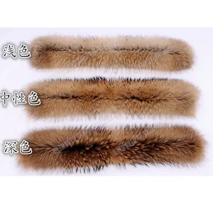 YR866 Custom-made Detachable Raccoon Fur Collar for Hooded Coat with Elastic Loops