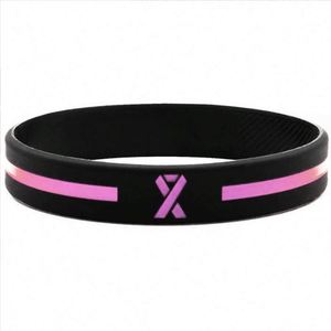 <b>Breast</b> Cancer Awareness Customized Festival Wristband Embossed Silk Screen Printing <b>Silicone</b> Bracelets - Product Image 4