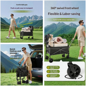 Direct Factory Lightweight Picnic Camping Wagon 100kg Capacity Collapsible Utility Cart 40HQ FCL Fulfillment Wholesale MOQ 500 - Product Image 2