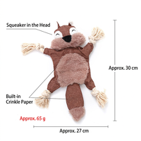 Jouet en peluche couineur pour chien, renard, écureuil, animal à mâcher et à lancer avec corde pour l'entraînement et le jeu des animaux de compagnie