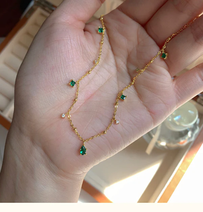 Vintage Style Retro High-End Gold-Plated <b>Copper</b> Clavicle <b>Chain</b> Simple Niche Design Necklace Choker With Zircon Main Stone - Product Image 3