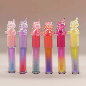 Brillo de labios de dos colores vegano en forma de <span class=keywords><strong>unicornio</strong></span> con etiqueta privada con color degradado - Product Image 1