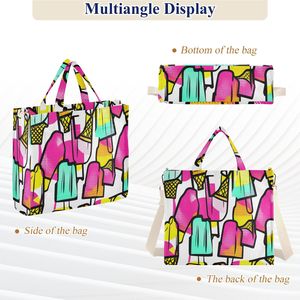 OEM Custom Printed Women's Corduroy Tote <b>Bag</b> with Front Pocket & Strap - Product Image 3
