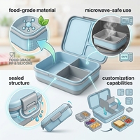 Boîte à lunch multi-compartiments personnalisée, compatible micro-ondes, en plastique, conteneur alimentaire, 2 compartiments, 3 compartiments, pour la vente en gros B2B