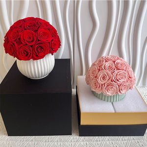 Vase classique en céramique Venise <span class=keywords><strong>Lego</strong></span> en travertin déchiré au design futuriste avec rose séchée conservée pour toujours pour la décoration <span class=keywords><strong>de</strong></span> la pièce maîtresse - Product Image 2