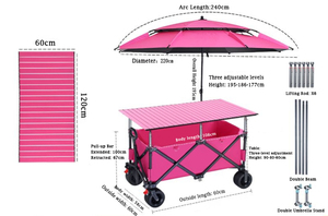 420L High Quality 4-Position Height Adjustable Heavy Duty Folding Wagon with Canopy As Vendor's <b>Cart</b> - Product Image 3