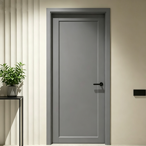 Puerta de madera y aluminio con acabado de madera, estilo moderno minimalista y personalizado, para dormitorio, interior, resistente al agua y a la humedad. - Product Image 1